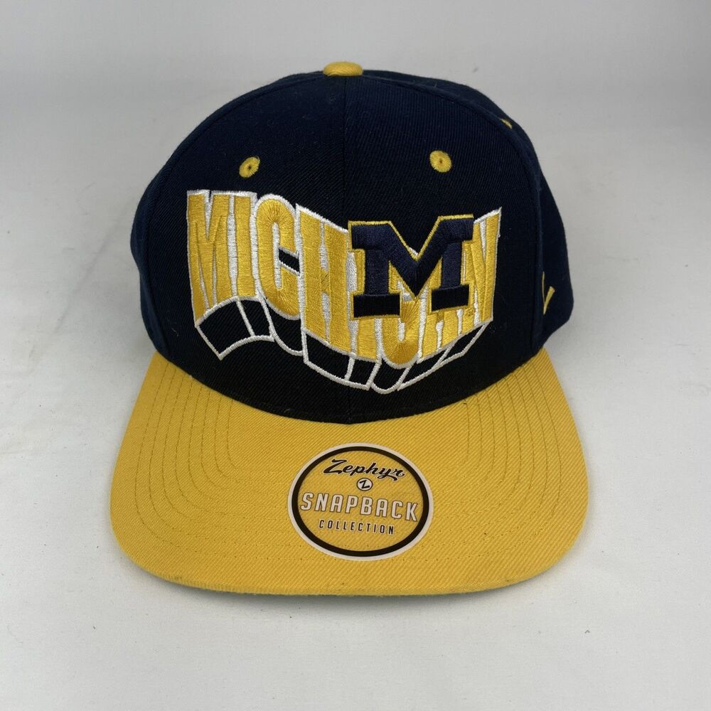 NEW Zephyr Michigan Wolverines Blue Yellow Green 3d Letter Snap Back Hat Cap